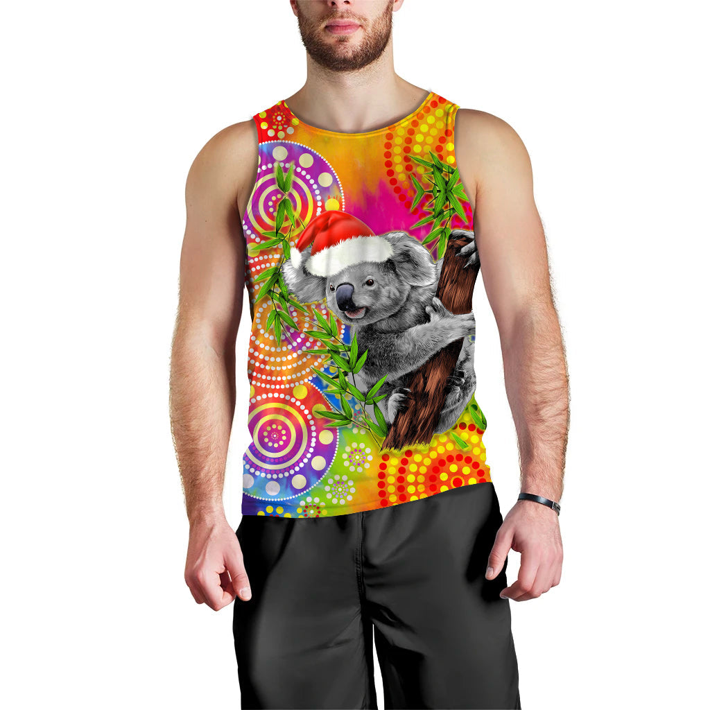 custom-personalised-australia-koala-aboriginal-men-tank-top-rainbow-tie-dye-merry-christmas