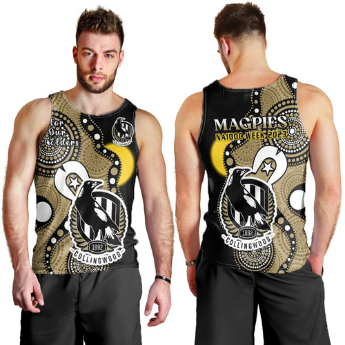 collingwood-football-naidoc-2023-men-tank-top-magpies-for-our-elders-indigenous-art