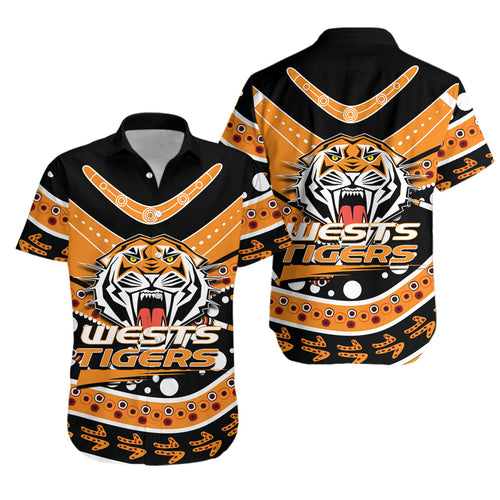 Wests Tigers Hawaiian Shirt - Aboriginal Dot Painting - LT12 - Vibe Hoodie