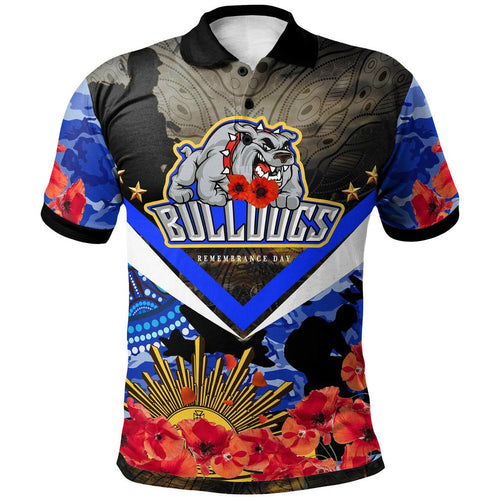 bulldogs-rugby-polo-shirt-custom-anzac-bulldogs-with-remembrance-poppy-aboriginal-polo-shirt