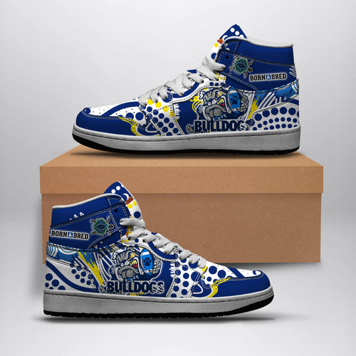 bulldogs-rugby-born-bred-high-top-basketball-shoes-j1-custom-indigenous-bulldogs-with-rugby-ball-and-aboriginal-patterns