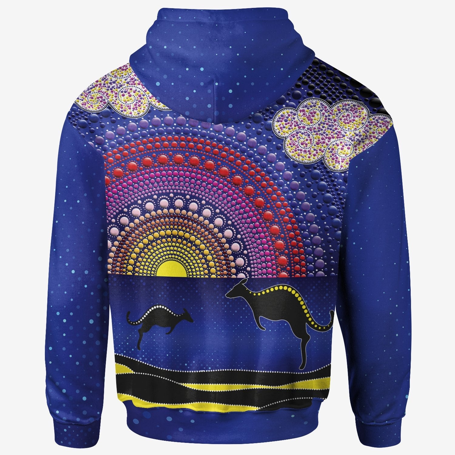 aboriginal-zip-up-hoodie-sunset-over-the-sea-and-kangaroo-dot-painting