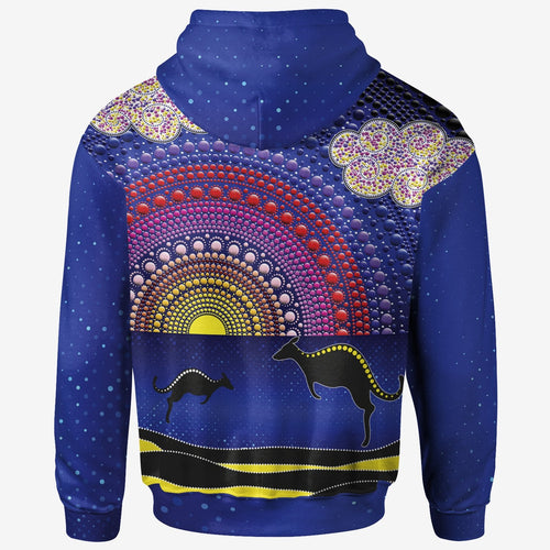 aboriginal-zip-up-hoodie-sunset-over-the-sea-and-kangaroo-dot-painting