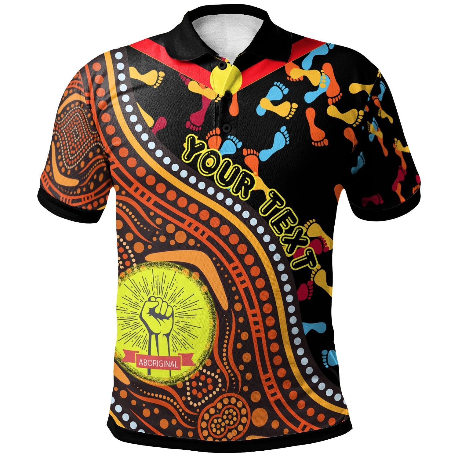 custom-text-polo-shirt-aboriginal-style-flag-black-live-matter