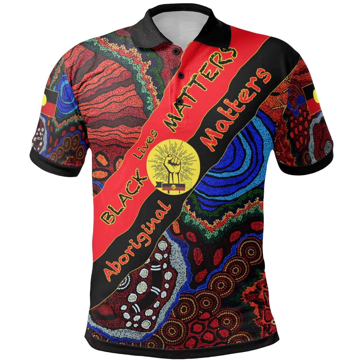 polo-shirt-black-live-matter-aboriginal-patterns