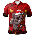 aboriginal-christmas-polo-shirt-custom-aussie-koala-christmas-poinsettia-with-aboriginal-inspired-polo-shirt