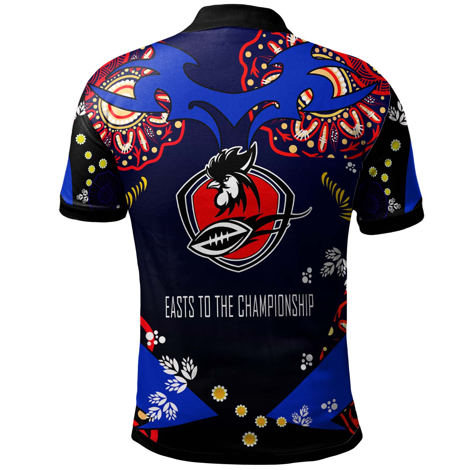 roosters-rugby-polo-shirt-custom-personalised-roosters-easts-to-the-championship-aboriginal-player-and-number-polo-shirt