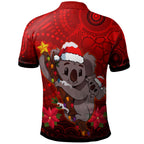aboriginal-christmas-polo-shirt-custom-aussie-koala-christmas-poinsettia-with-aboriginal-inspired-polo-shirt