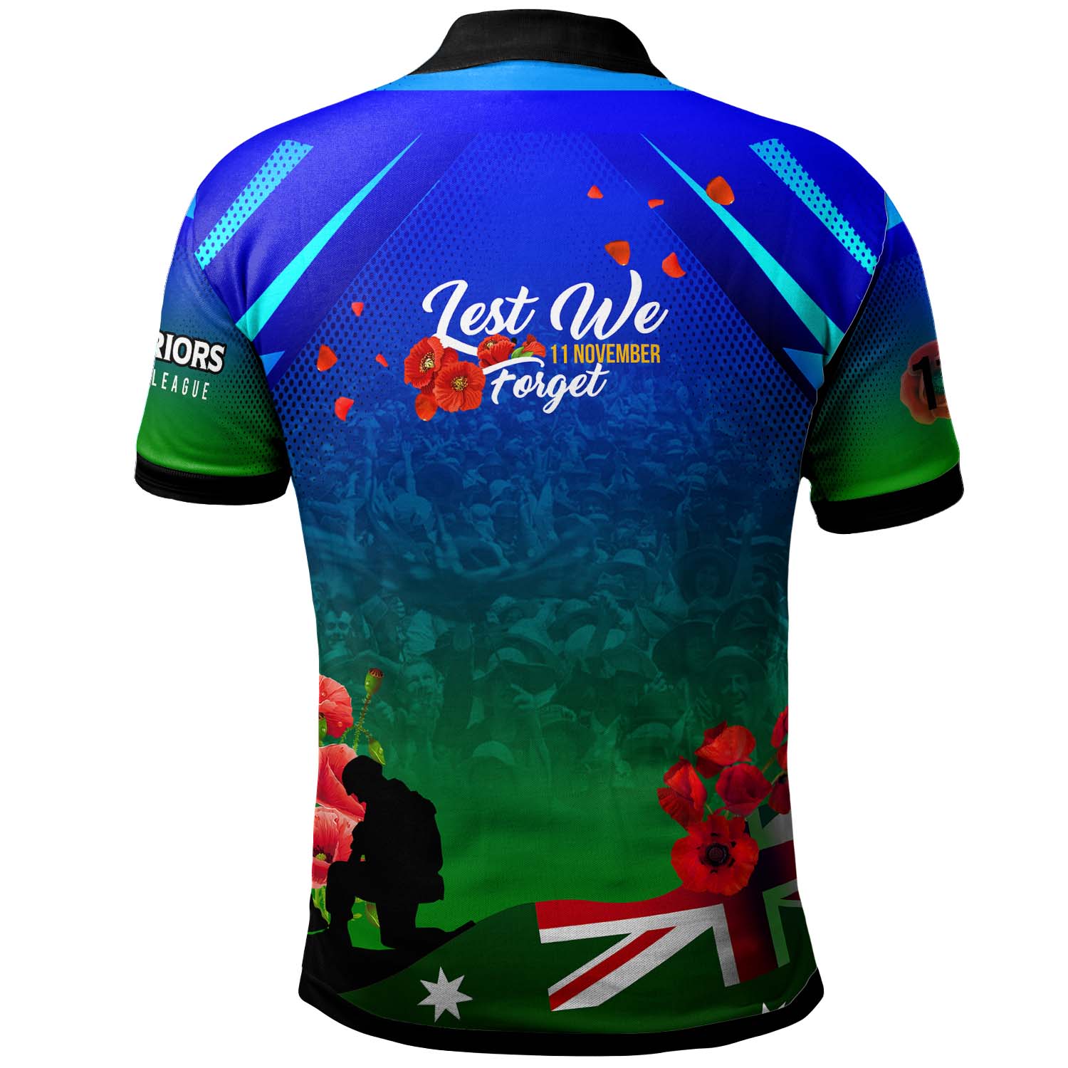 warriors-rugby-polo-shirt-custom-warriors-remembrance-day-lest-we-forget-poppies-polo-shirt