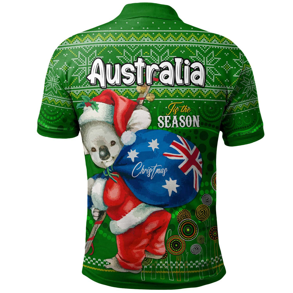 aboriginal-christmas-polo-shirt-custom-australia-koala-ugly-christmas-with-aboriginal-inspired-green-polo-shirt