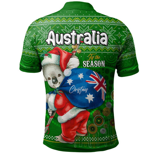 aboriginal-christmas-polo-shirt-custom-australia-koala-ugly-christmas-with-aboriginal-inspired-green-polo-shirt