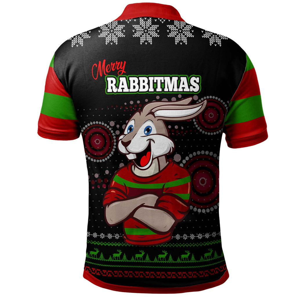 rabbitohs-rugby-christmas-polo-shirt-custom-rabbitohs-ugly-christmas-knitted-polo-shirt