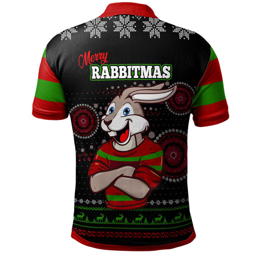 rabbitohs-rugby-christmas-polo-shirt-custom-rabbitohs-ugly-christmas-knitted-polo-shirt