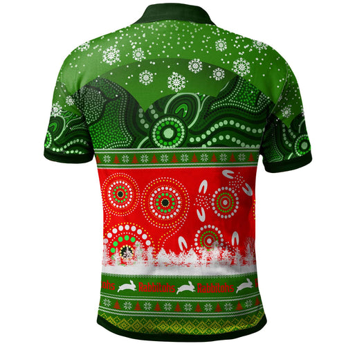 rabbitohs-rugby-christmas-polo-shirt-custom-rabbitohs-ugly-christmas-and-aboriginal-patterns-polo-shirt