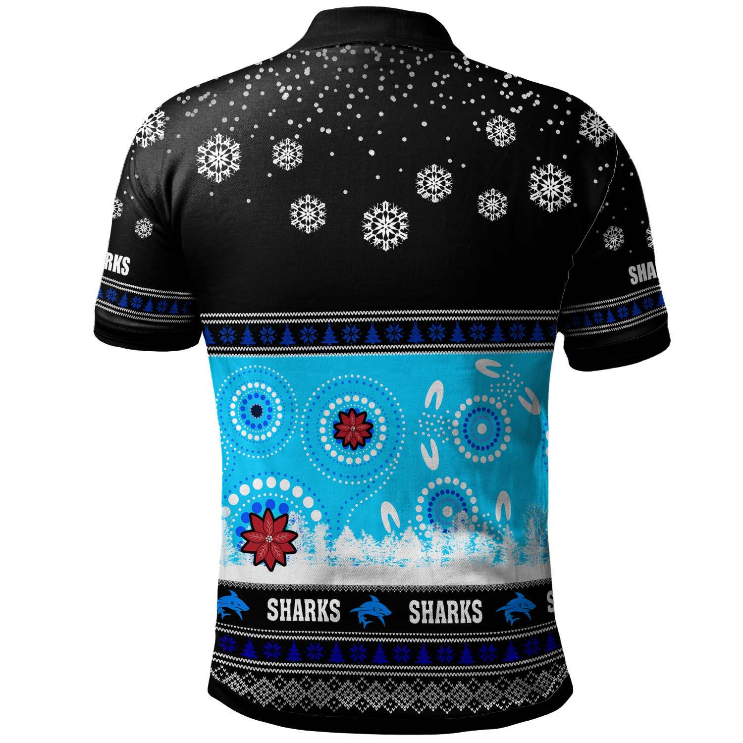 sharks-rugby-christmas-polo-shirt-custom-sharks-ugly-christmas-and-aboriginal-patterns-polo-shirt