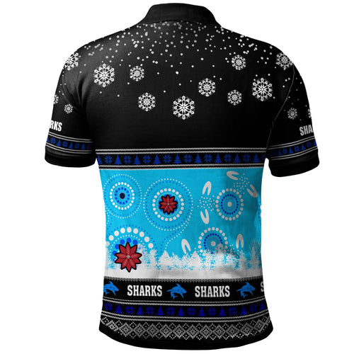 sharks-rugby-christmas-polo-shirt-custom-sharks-ugly-christmas-and-aboriginal-patterns-polo-shirt