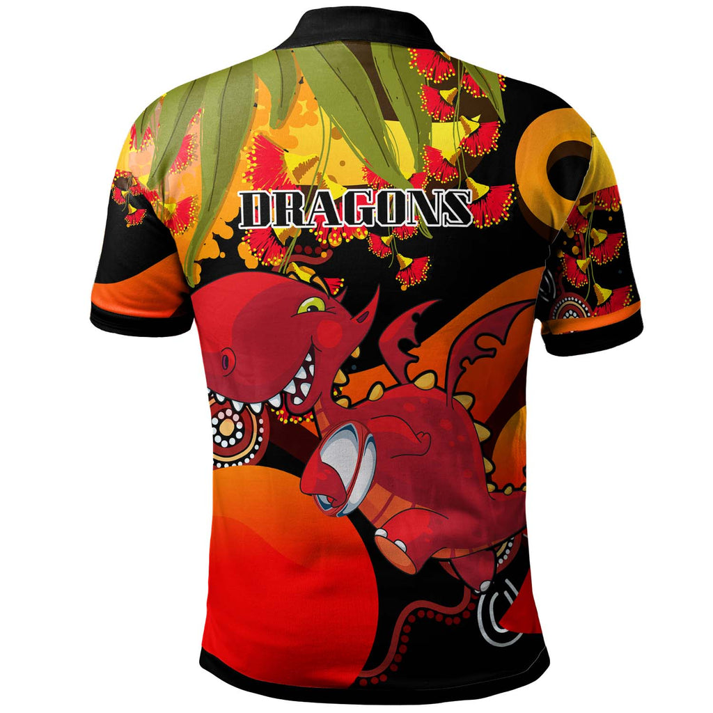 nrlw-stgeorge-rugby-polo-shirt-custom-cute-dragons-with-aboriginal-dot-painting-style-player-and-number-woman-polo-shirt