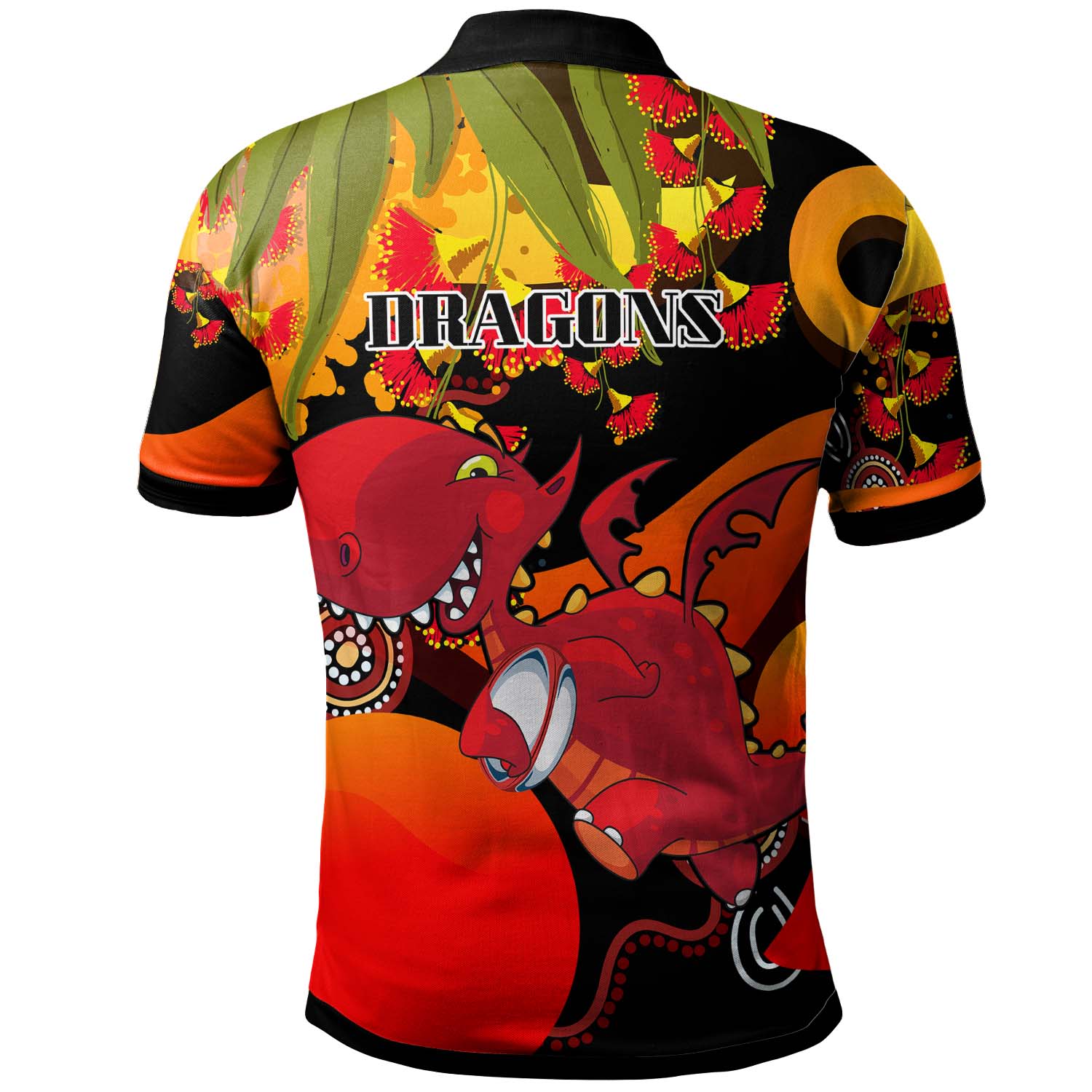 nrlw-stgeorge-rugby-polo-shirt-custom-cute-dragons-with-aboriginal-dot-painting-style-player-and-number-woman-polo-shirt