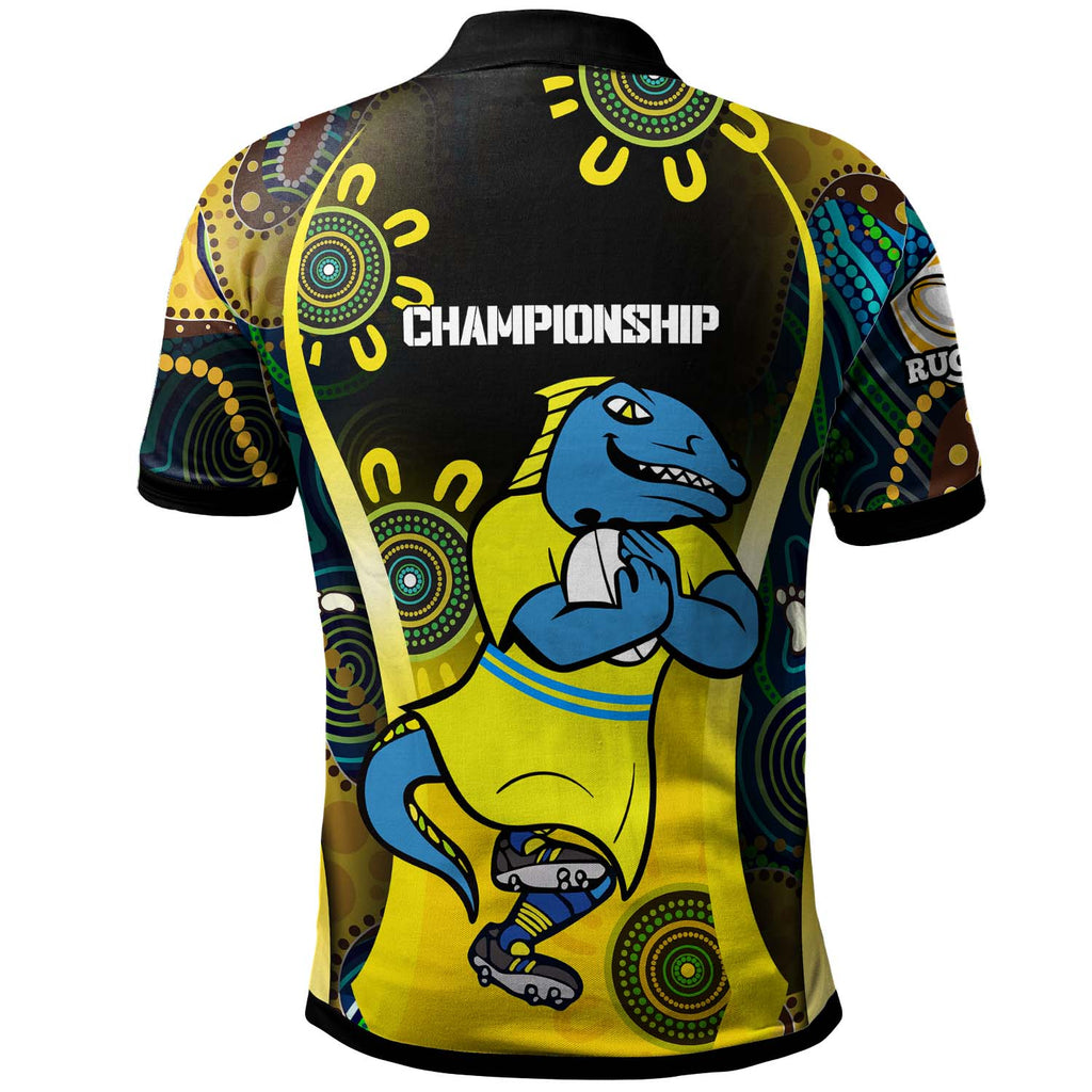 nrlw-eels-rugby-polo-shirt-custom-eels-womens-rugby-league-with-aboriginal-dot-painting-player-and-number-polo-shirt