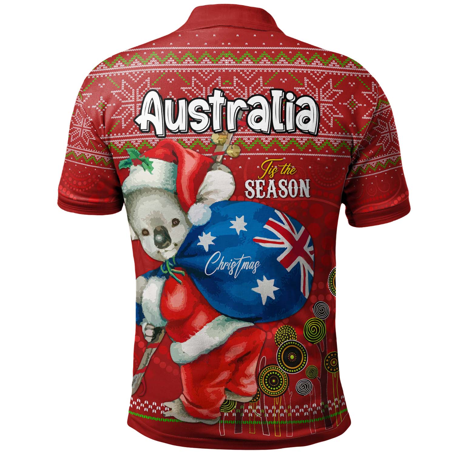 aboriginal-christmas-polo-shirt-custom-australia-koala-ugly-christmas-with-aboriginal-inspired-red-polo-shirt