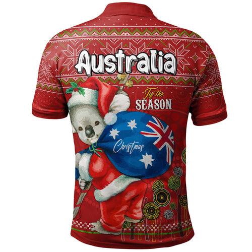 aboriginal-christmas-polo-shirt-custom-australia-koala-ugly-christmas-with-aboriginal-inspired-red-polo-shirt