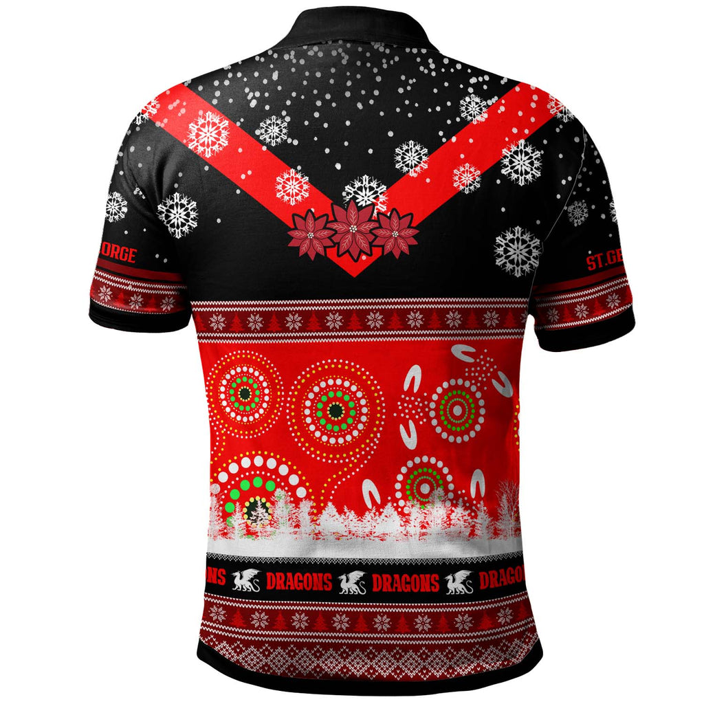 stgeorge-rugby-christmas-polo-shirt-custom-dragons-ugly-christmas-and-aboriginal-patterns-polo-shirt