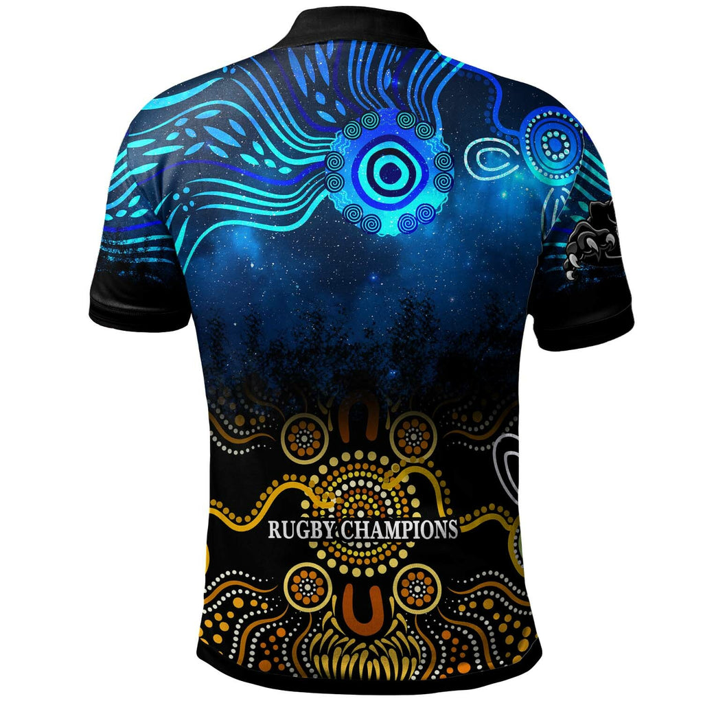 panthers-rugby-polo-shirt-custom-panthers-rugby-champions-with-aboriginal-dot-painting-art-player-and-number-polo-shirt