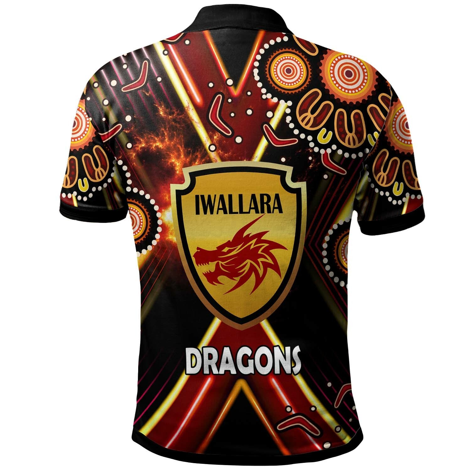 st-george-rugby-polo-shirt-custom-dragons-mascot-illawarra-rugby-with-aboriginal-art-player-and-number-polo-shirt
