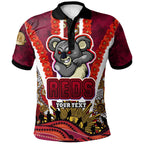 reds-rugby-polo-shirt-custom-anzac-day-queensland-reds-aboriginal-poppy-with-koala-polo-shirt