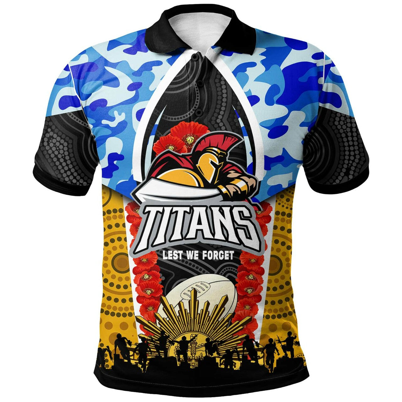 titans-rugby-polo-shirt-custom-anzac-gold-coast-titans-aboriginal-pattern-polo-shirt