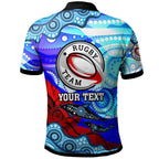 nrlw-knights-rugby-polo-shirt-custom-woman-knights-with-aboriginal-dot-painting-style-player-and-number-woman-polo-shirt