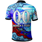 nrlw-knights-rugby-polo-shirt-custom-woman-knights-with-aboriginal-dot-painting-style-player-and-number-woman-polo-shirt