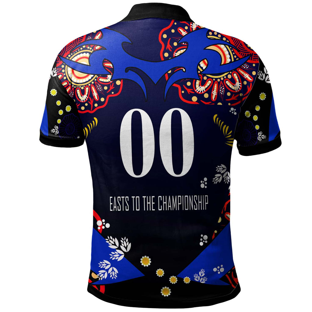 roosters-rugby-polo-shirt-custom-personalised-roosters-easts-to-the-championship-aboriginal-player-and-number-polo-shirt