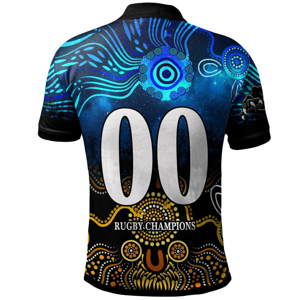 panthers-rugby-polo-shirt-custom-panthers-rugby-champions-with-aboriginal-dot-painting-art-player-and-number-polo-shirt