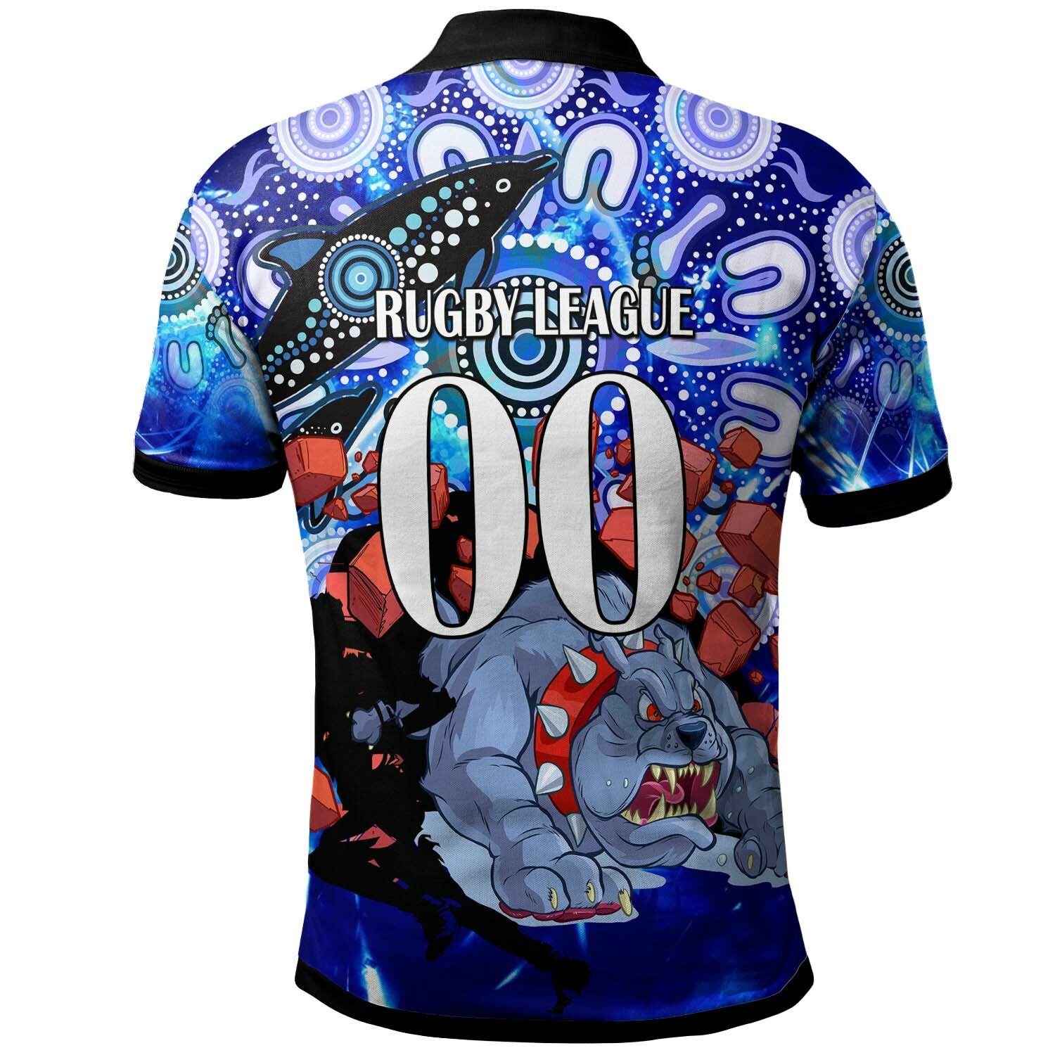 bulldogs-rugby-polo-shirt-custom-personalised-angry-bulldogs-with-aboriginal-culture-and-dot-painting-player-and-number-polo-shirt