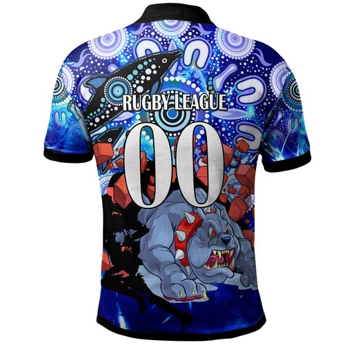 bulldogs-rugby-polo-shirt-custom-personalised-angry-bulldogs-with-aboriginal-culture-and-dot-painting-player-and-number-polo-shirt