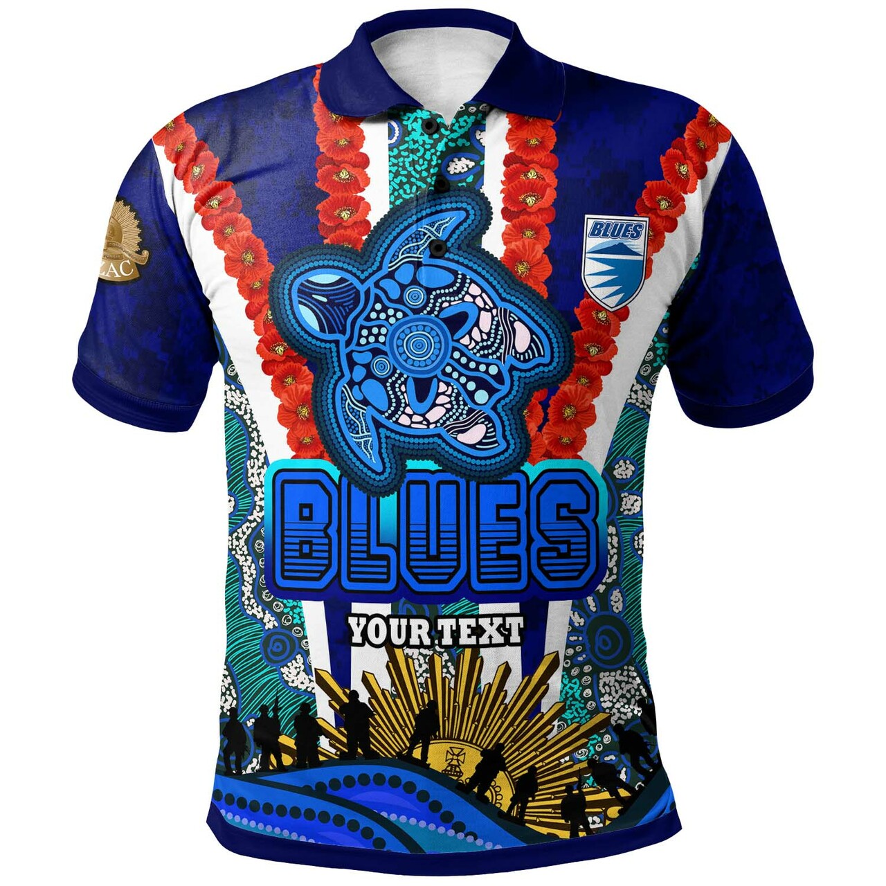 blues-rugby-polo-shirt-custom-anzac-aussie-blues-and-aboriginal-pattern-polo-shirt