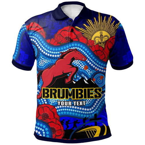 brumbies-rugby-polo-shirt-custom-anzac-day-brumbies-aboriginal-pattern-with-horse-and-poppy-flower