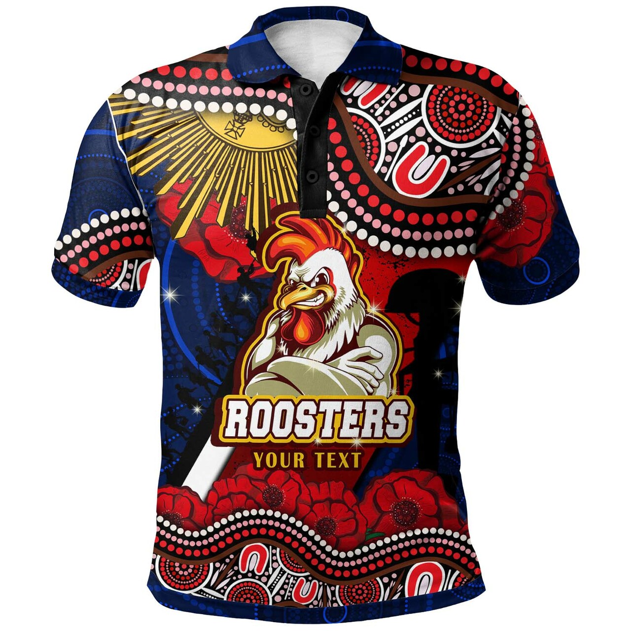 roosters-rugby-polo-shirt-custom-anzac-day-sydney-roosters-aboriginal-culture-polo-shirt-1