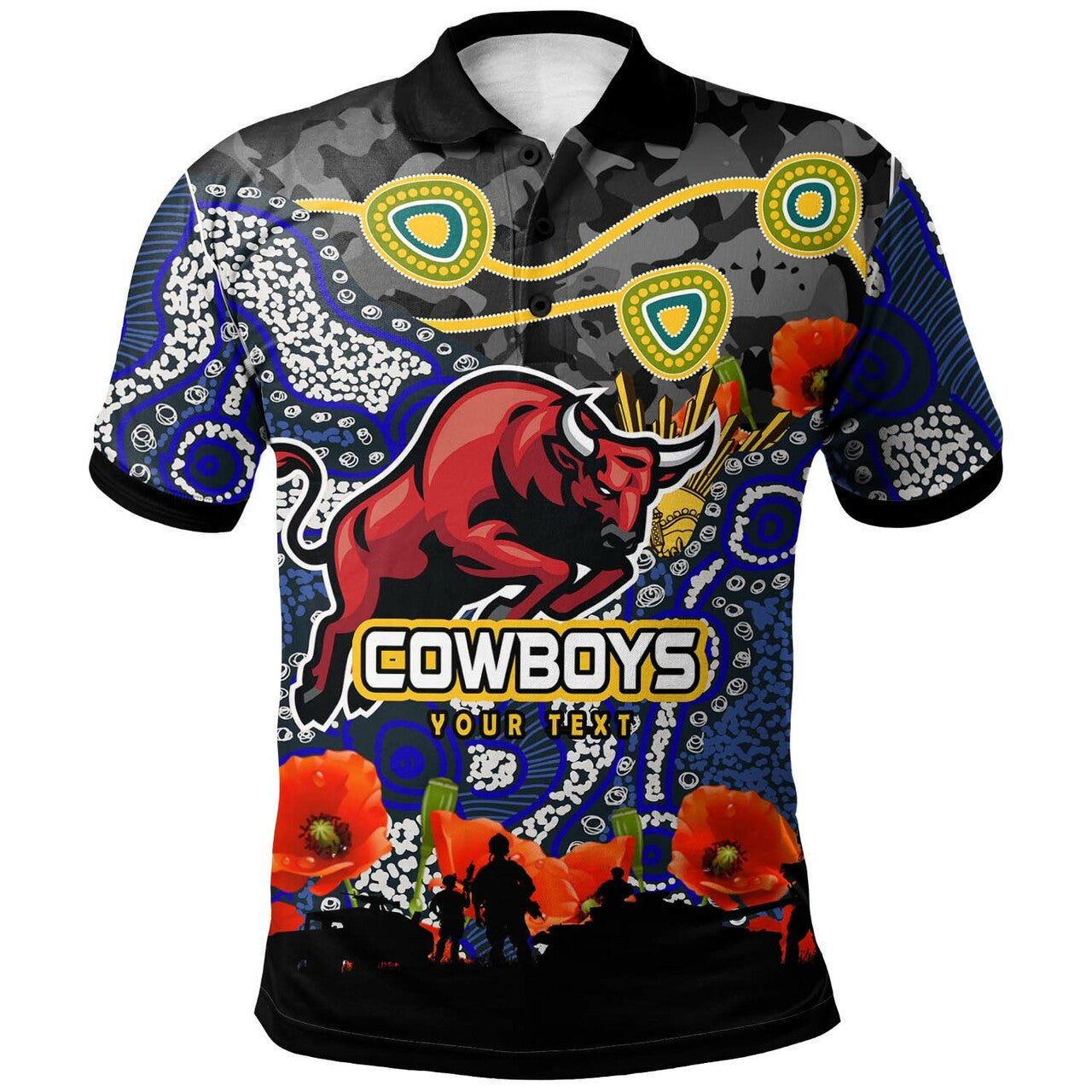 cowboys-rugby-polo-shirt-custom-anzac-day-north-queensland-cowboys-aboriginal-culture-polo-shirt