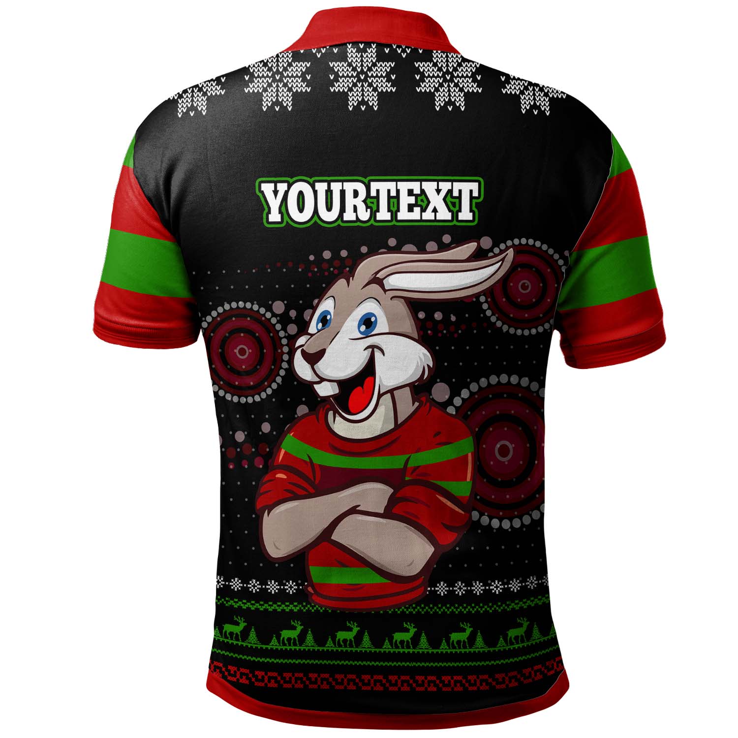 rabbitohs-rugby-christmas-polo-shirt-custom-rabbitohs-ugly-christmas-knitted-polo-shirt