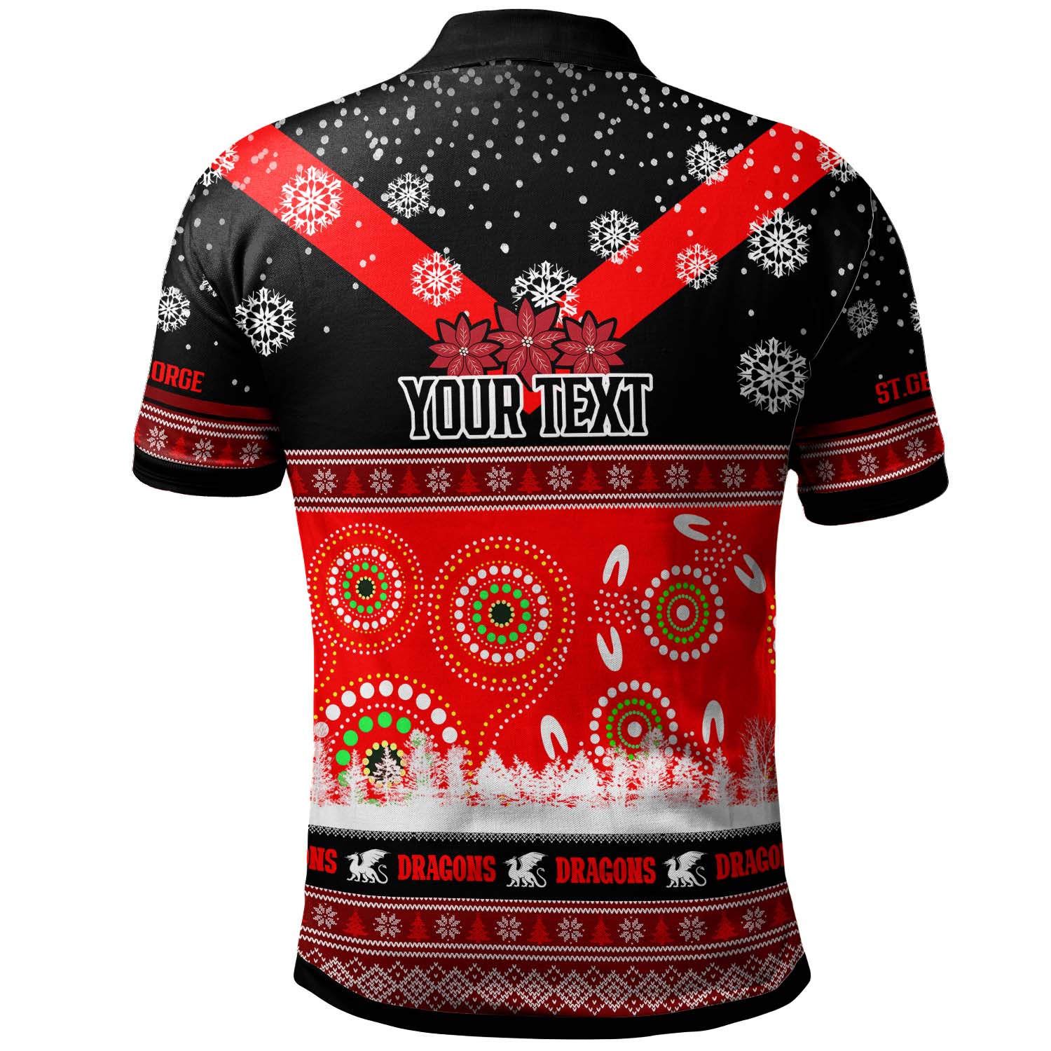 stgeorge-rugby-christmas-polo-shirt-custom-dragons-ugly-christmas-and-aboriginal-patterns-polo-shirt