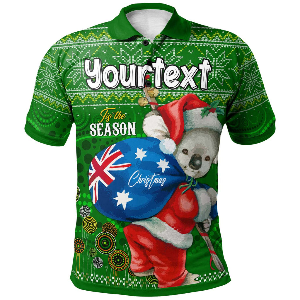 aboriginal-christmas-polo-shirt-custom-australia-koala-ugly-christmas-with-aboriginal-inspired-green-polo-shirt