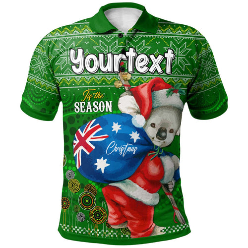 aboriginal-christmas-polo-shirt-custom-australia-koala-ugly-christmas-with-aboriginal-inspired-green-polo-shirt