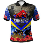 cowboys-rugby-polo-shirt-aboriginal-anzac-day-cowboys-with-poppy-flower-indigenous-polo-shirt