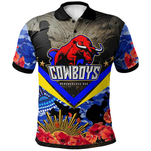 cowboys-rugby-polo-shirt-aboriginal-anzac-day-cowboys-with-poppy-flower-indigenous-polo-shirt