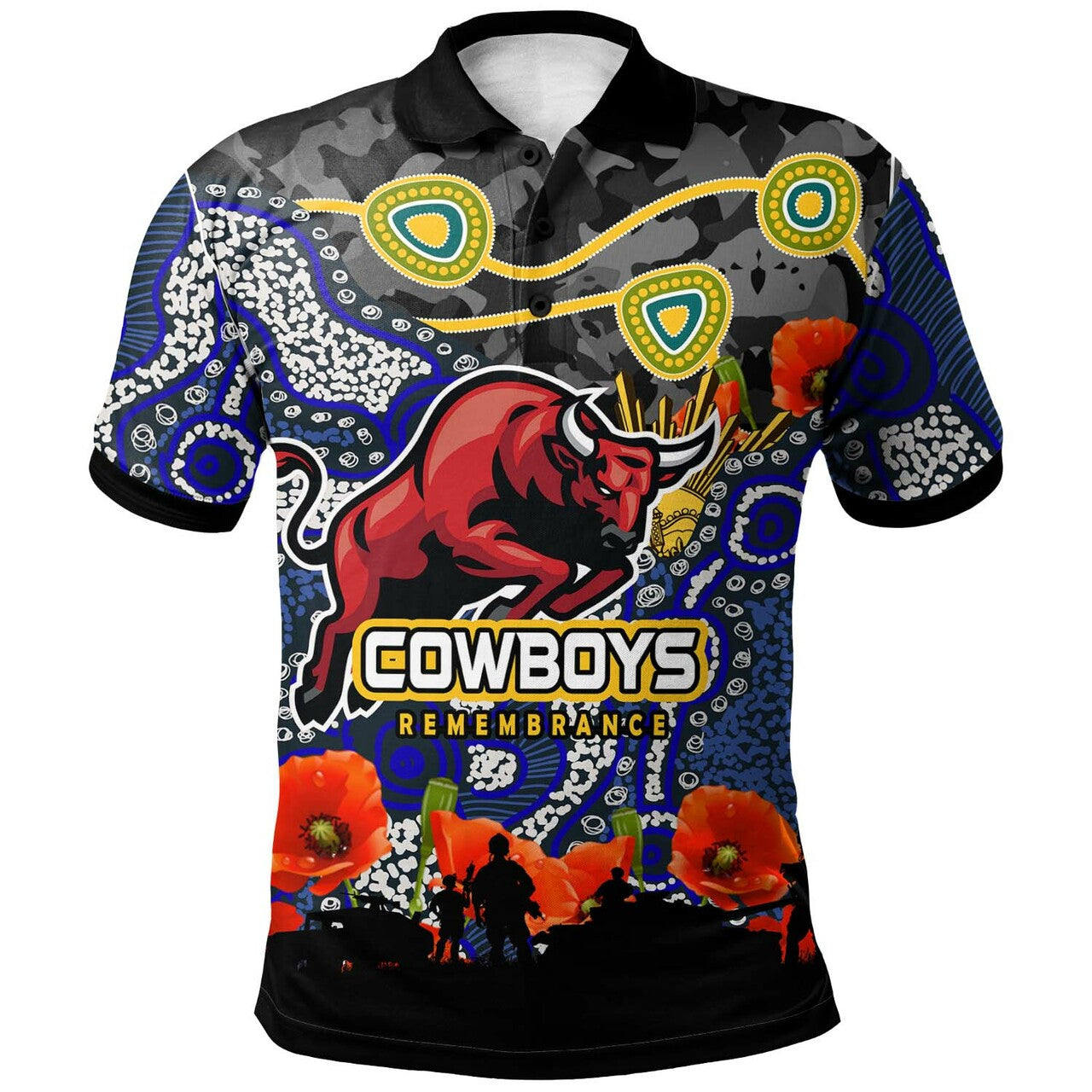 cowboys-rugby-polo-shirt-custom-anzac-day-north-queensland-cowboys-aboriginal-culture-polo-shirt