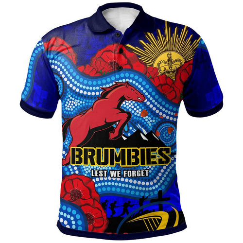 brumbies-rugby-polo-shirt-custom-anzac-day-brumbies-aboriginal-pattern-with-horse-and-poppy-flower
