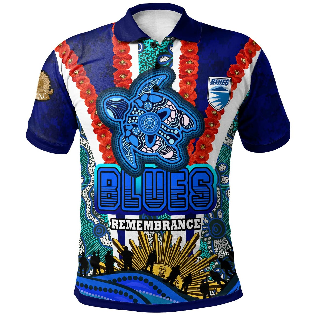 blues-rugby-polo-shirt-custom-anzac-aussie-blues-and-aboriginal-pattern-polo-shirt