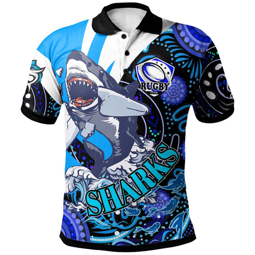 sharks-rugby-polo-shirt-custom-angry-sharks-rugby-team-with-aboriginal-dot-painting-player-and-number-polo-shirt